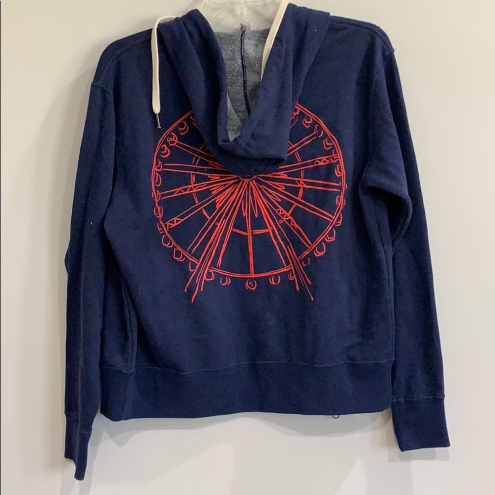 Coachella Navy and Red Print Zip Up Sweatshirt - Picture 3 of 6